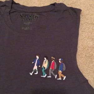 Stranger Things Charcoal Grey Embroidered Tank Top